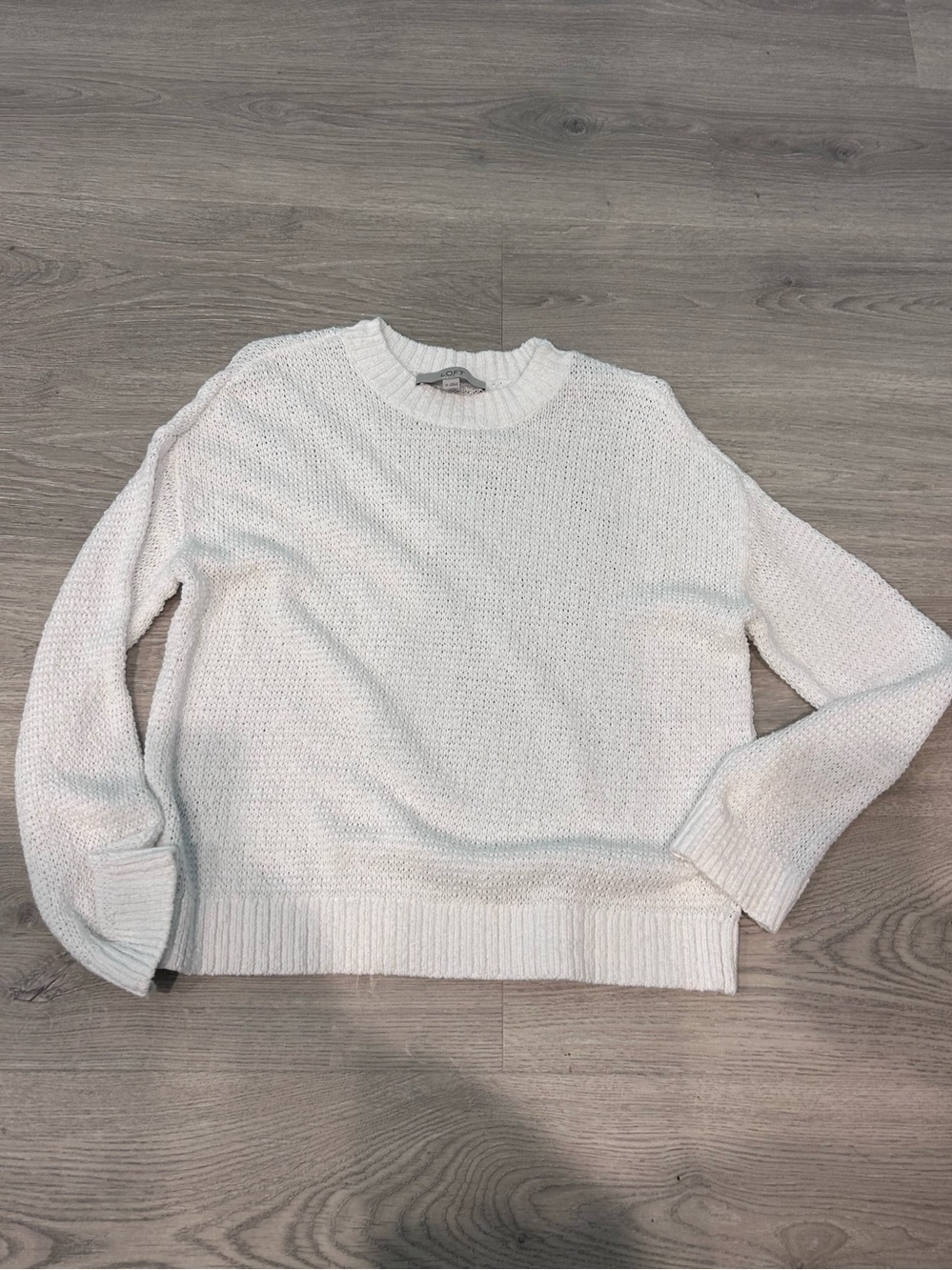 LOFT White Crewneck Knit Sweater M